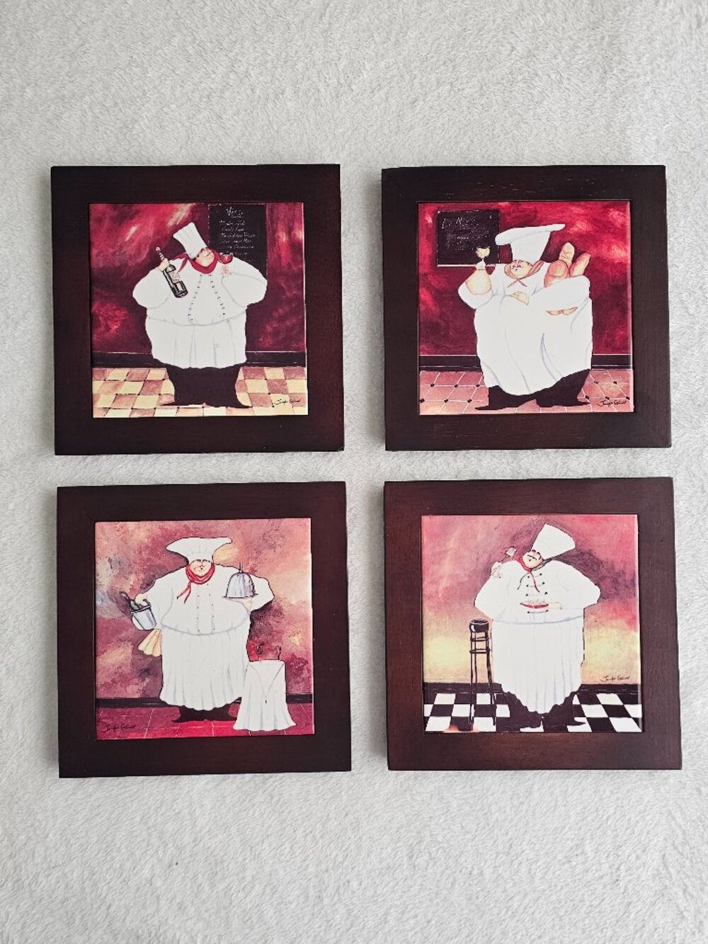 Kitchen wall art plaques or trivets - "Fat Chef" by artist Jennifer Garant